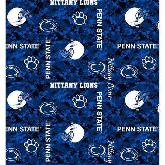 Penn State University Nittany Lions NCAA Fleece Camo Blue Sykel 58" Polyester Fabric