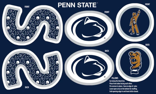 Penn State Nittany Lions MINKY NCAA Collegiate Pillow Project 36"x60" Sykel Enterprises Polyester Minky Fabric PS-1359