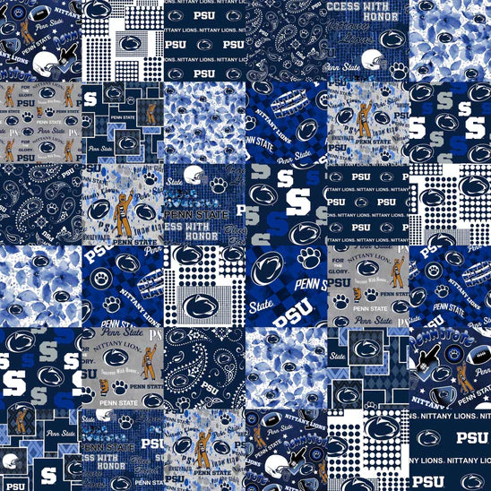 Penn State Nittany Lions NCAA College Cheater Quilt Allover 60" Sykel Cotton Fabric SYK-PS-1363