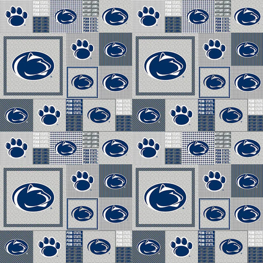 Penn State Nittany Lions NCAA College Grey Box Sykel Enterprises Polyester Fleece Fabric PS-158