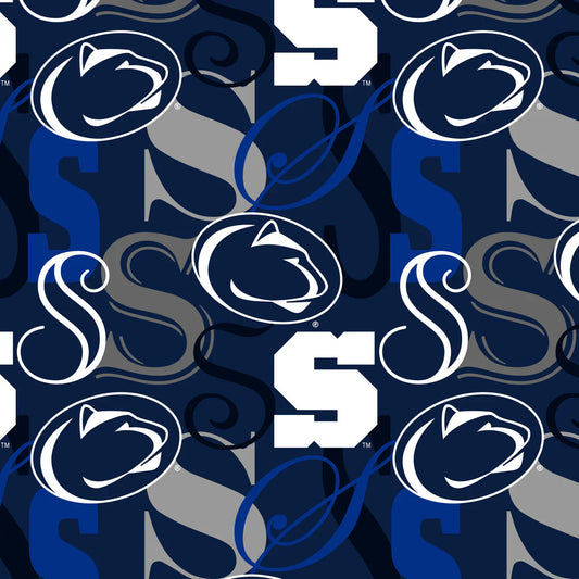 Penn State Nittany Lions NCAA College Letters Sykel Cotton Fabric SYK-PS-1372