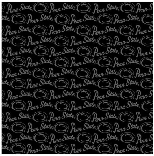 Pennsylvania State Nittany Lions NCAA College Black on Black Mini Pigment Print Sykel Enterprises Cotton Fabric PS-1393-BL