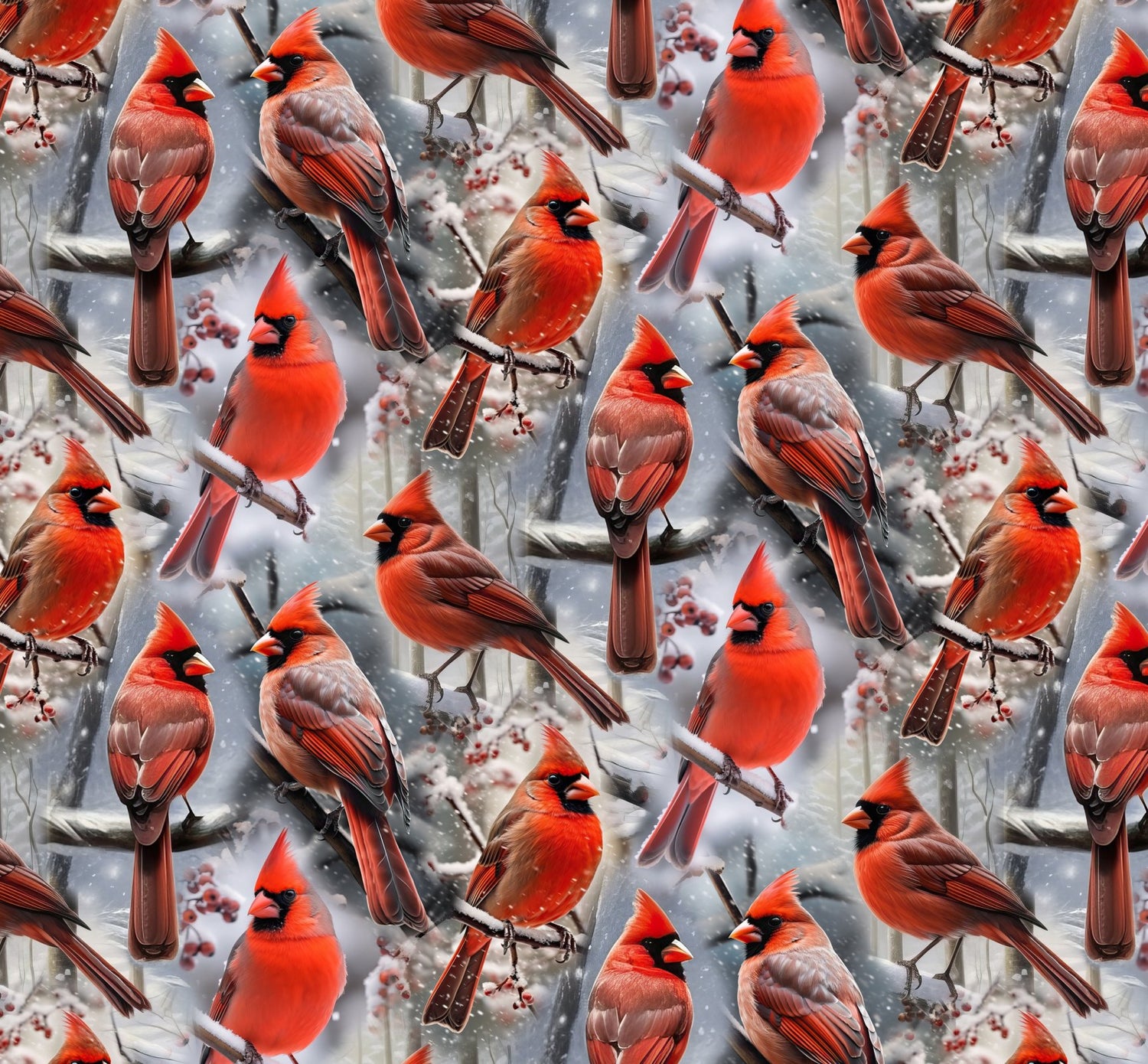 Perched Cardinals 2 Multi David Textiles 100% Cotton Fabric DT-GL-0281-5C-1 | US Fabric Shop