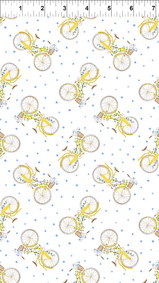 Periwinkle Spring Bicycles Yellow Jason Yenter In The Beginning Fabrics Cotton Fabric