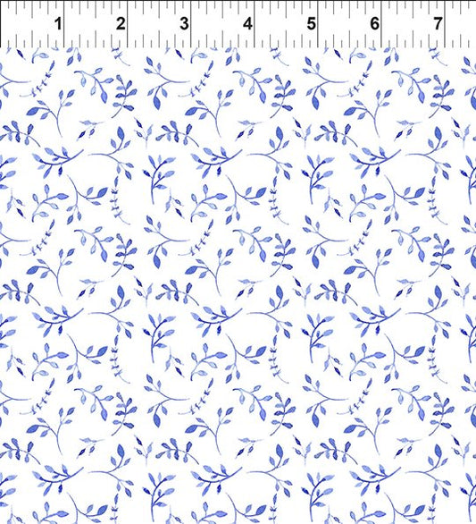 Periwinkle Spring Twigs White Jason Yenter the Beginning Fabrics Cotton Fabric