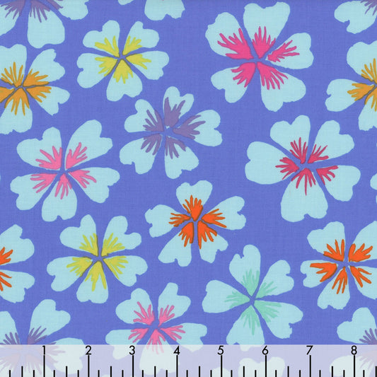 Petals Blue February 2024 Kaffe Fassett Collective Free Spirit Cotton Fabric