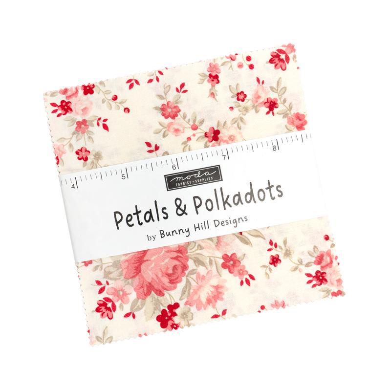 Petals And Polka Dots 5" Squares Charm Pack Bunny Hill Designs Moda Cotton Fabric MD-3080PP