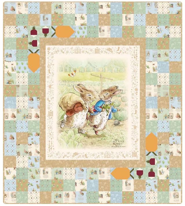 Peter Rabbit and Benjamin Bunny Peter's Garden Quilt Kit Riley Blake Cotton Fabric RB-KT-17250