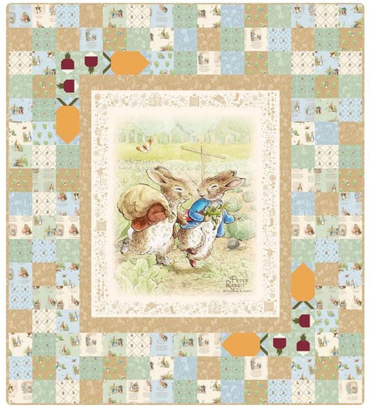 Peter Rabbit and Benjamin Bunny Peter's Garden Quilt Kit Riley Blake Cotton Fabric RB-KT-17250