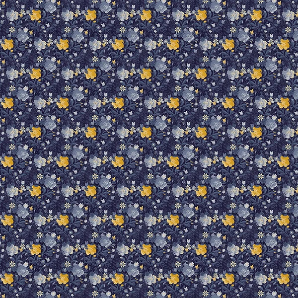Petite Petals 2 Bouquet Blue Paintbrush Studios Cotton Fabric PBS-120-26279