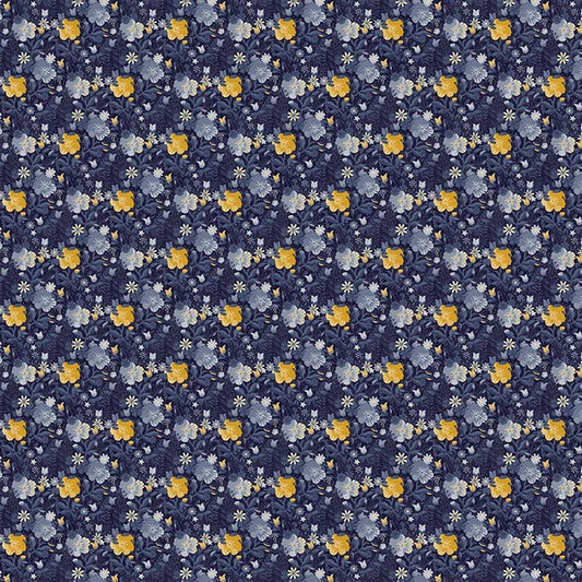 Petite Petals 2 Bouquet Blue Paintbrush Studios Cotton Fabric PBS-120-26279