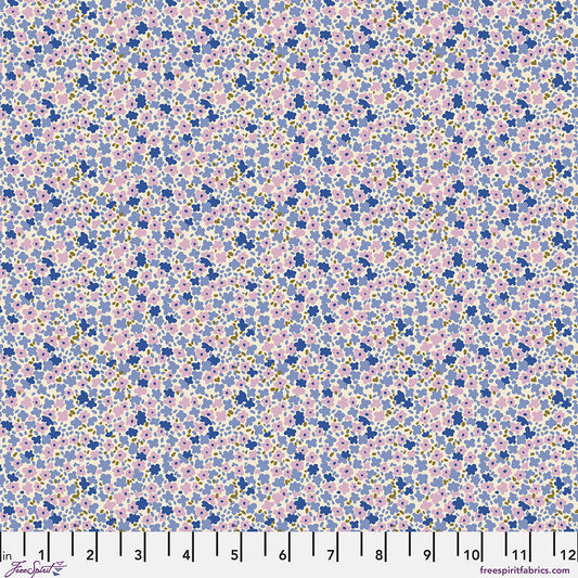 Petite Prints Ditsy Periwinkle Floral Blue Purple August Ellery Free Spirit Cotton Fabric FS-PWAE001.PERIWINKLE