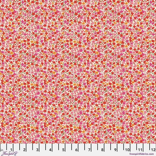 Petite Prints Ditsy Roseship Floral Pink Orange August Ellery Free Spirit Cotton Fabric FS-PWAE001.ROSEHIP