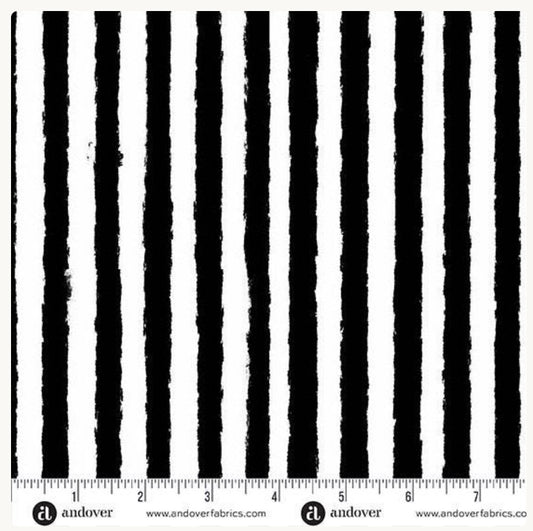 Phantasm Black White Stripe Libs Elliott Andover Cotton Fabric AF-A1522-K