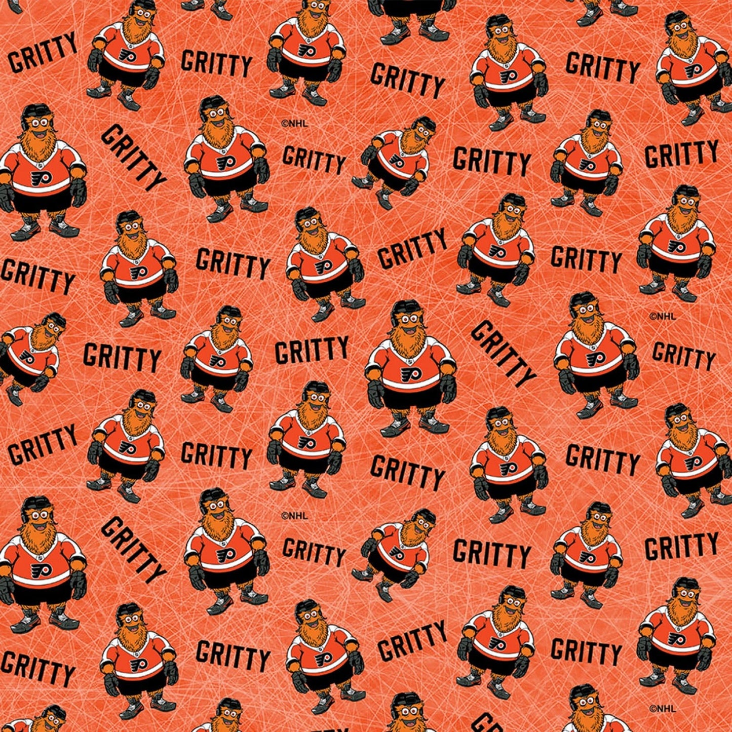 Philadelphia Flyers NHL Hockey Gritty Mascot Design Cotton Fabric