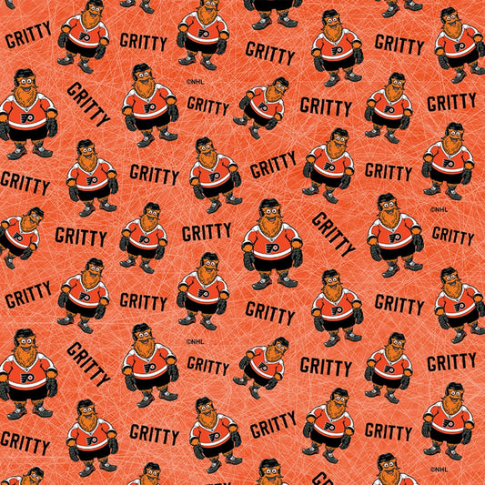 Philadelphia Flyers NHL Hockey Gritty Mascot Design Cotton Fabric