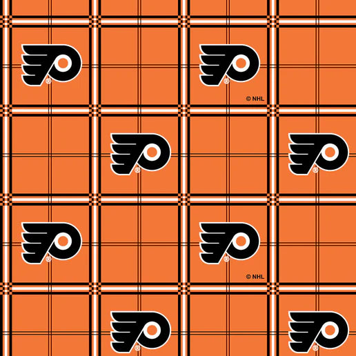 Philadelphia Flyers NHL Hockey Plaid FLANNEL Cotton Fabric  SYK-NHL-023-FLY