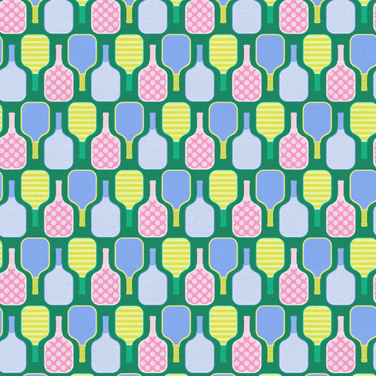 Pickleball Playtime Paddles Green Paintbrush Studio Cotton Fabric PBS-120-25078