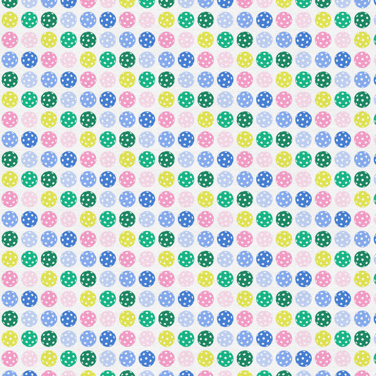 Pickleball Playtime Rainbow Ball White Cream Paintbrush Studio Cotton Fabric PBS-120-25087