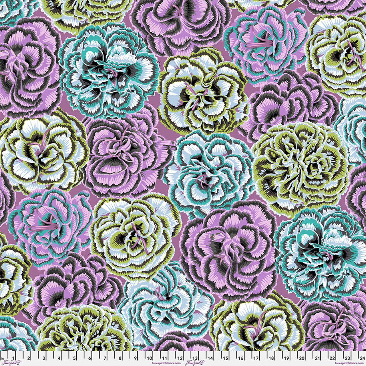 Picotee Carnations Contrast Philip Jacobs August 2025 Kaffe Fassett Collective Free Spirit Cotton Fabric FS-PWPJ133.CONTRAST