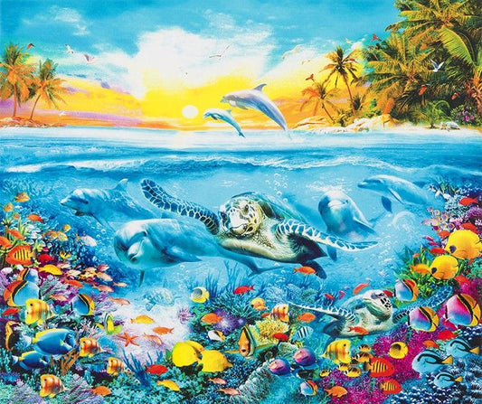 Picture This Adventure Sealife Panel 36"X44" Jan Patrik Kransy Robert Kaufman Cotton fabric