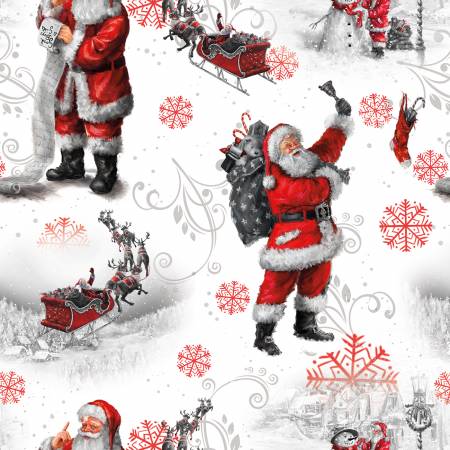 Picture a Christmas Santa White Riley Blake Cotton Fabric