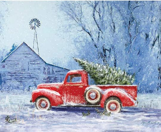 Picture a Christmas Red Truck Panel 36" Riley Blake Cotton Fabric
