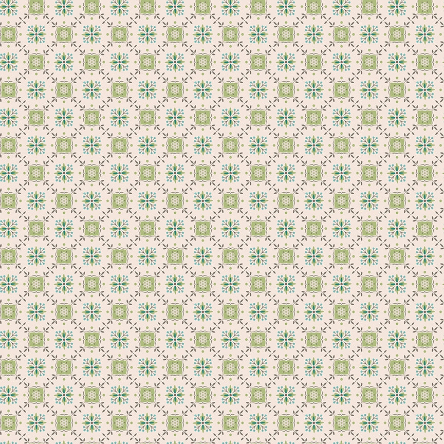 Piece & Plenty Herbs Medallion Lattice Lettuce Green Lori Holt Riley Blake Designs Cotton Fabric