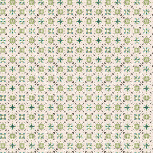 Piece & Plenty Herbs Medallion Lattice Lettuce Green Lori Holt Riley Blake Designs Cotton Fabric