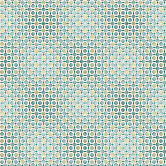 Piece & Plenty Plaid Geometric Lattice Lagoon Green Lori Holt Riley Blake Designs Cotton Fabric