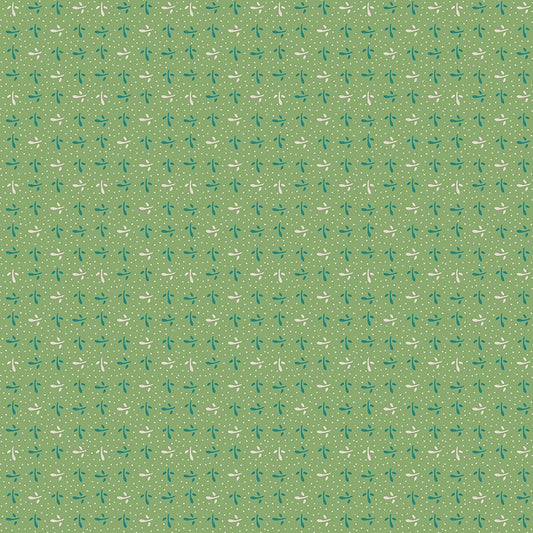 Piece & Plenty Sprout Leaves Pin Dots Basil Green Lori Holt Riley Blake Designs Cotton Fabric
