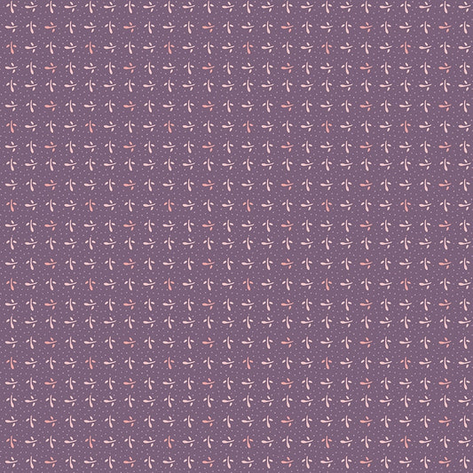 Piece & Plenty Sprout Leaves Pin Dots Plum Purple Lori Holt Riley Blake Designs Cotton Fabric