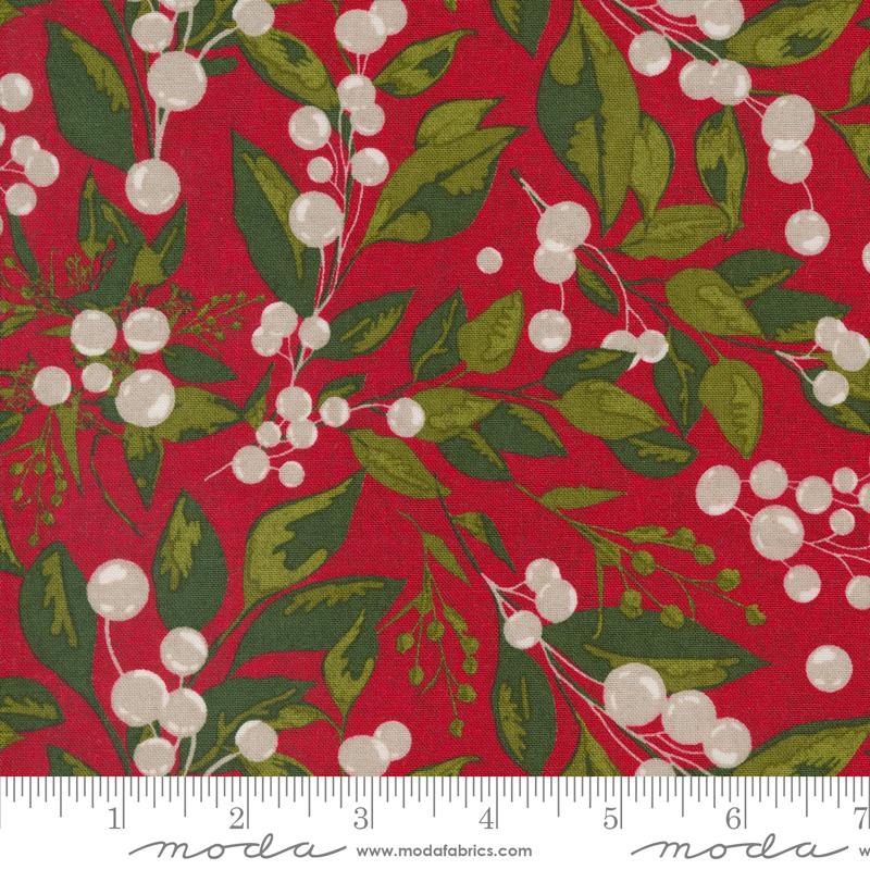 Pine Valley Greensleeves Floral Berry Berry Red BasicGrey Moda Cotton Fabric