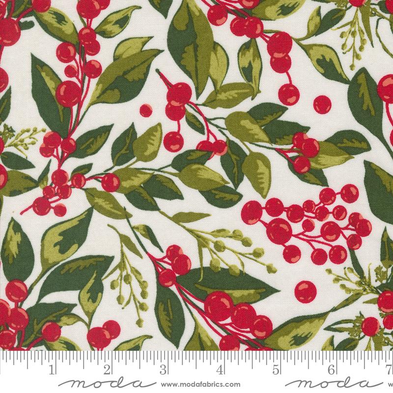 Pine Valley Greensleeves Floral Berry Snow White Multi BasicGrey Moda Cotton Fabric