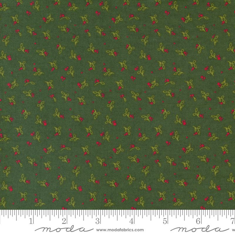 Pine Valley Sleigh Holly Jolly Blenders Holly Berry Pine Dark Green BasicGrey Moda Cotton Fabric | US Fabric Shop