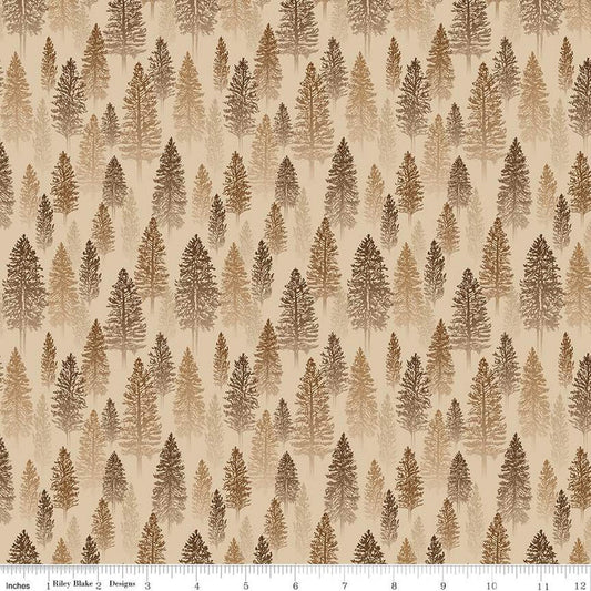 Pine Grove Trees Putty Beige Riley Blake Designs Cotton Fabric RB-C15932-PUTTY