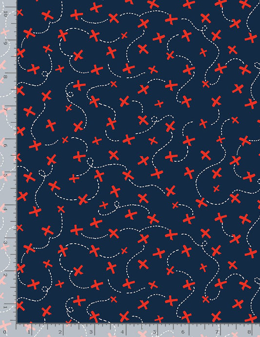 Pirate Nautical Treasure Map Xs Walk the Plank Danger Crowned Stars Timeless Treasures Cotton Fabric