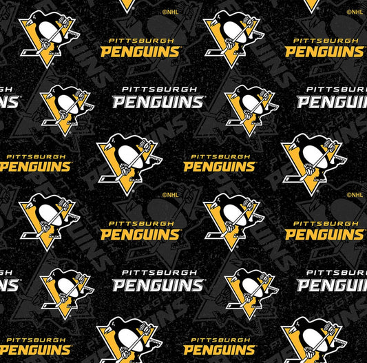 Pittsburgh Penguins NHL Hockey Tone on Tone Design Cotton Fabric