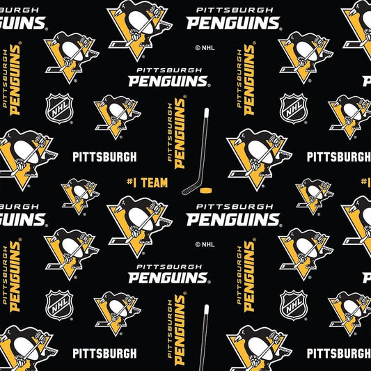 Pittsburgh Penguins NHL Hockey Toss Design Cotton Fabric