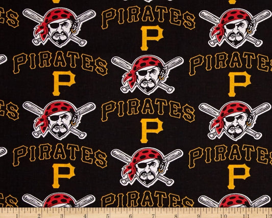 Pittsburgh Pirates MLB Baseball Logo and Name Fabric Traditions Cotton Fabric