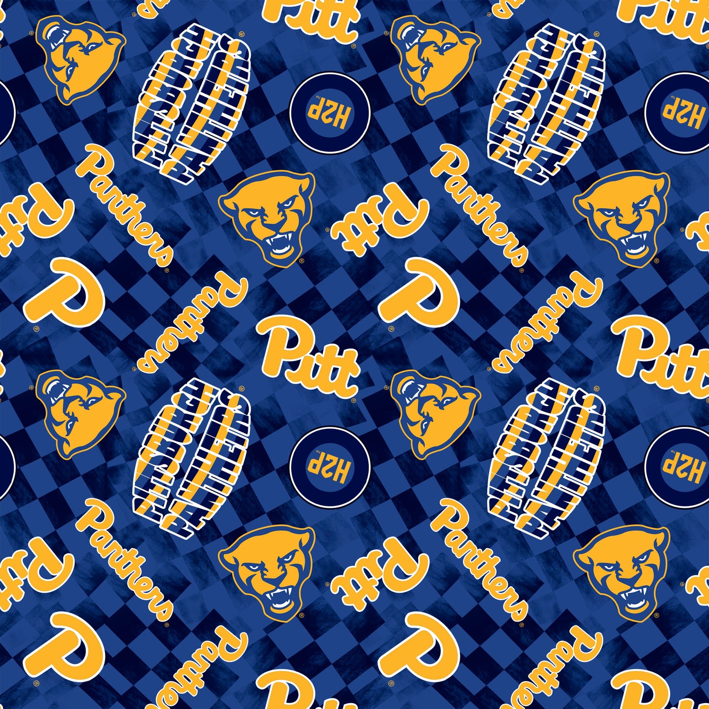Pittsburgh Panthers NCAA College Checks Blue Sykel Enterprises Canvas Duck Cloth Cotton Fabric PITT-1380-BLUE
