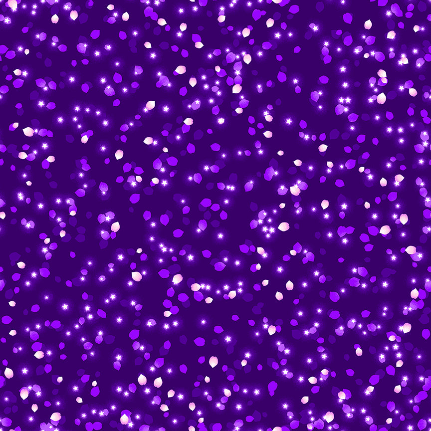 Pixies Petals Tossed Petals Dark Purple Glow Salt Meadow Studios Henry Glass Cotton Fabric