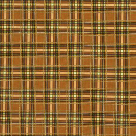 Plaid Gold and Brown Holiday Bloom Gold Harvest Timeless Treasures Cotton Fabric