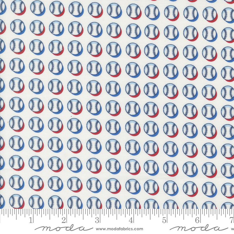 Play Ball Fastball Baseballs Stripe Chalk Multi Moda Cotton Fabric MD-33814-11