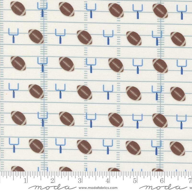 Play Ball Gridiron Football Goal Post Field Chalk Natural Moda Cotton Fabric MD-33812-11