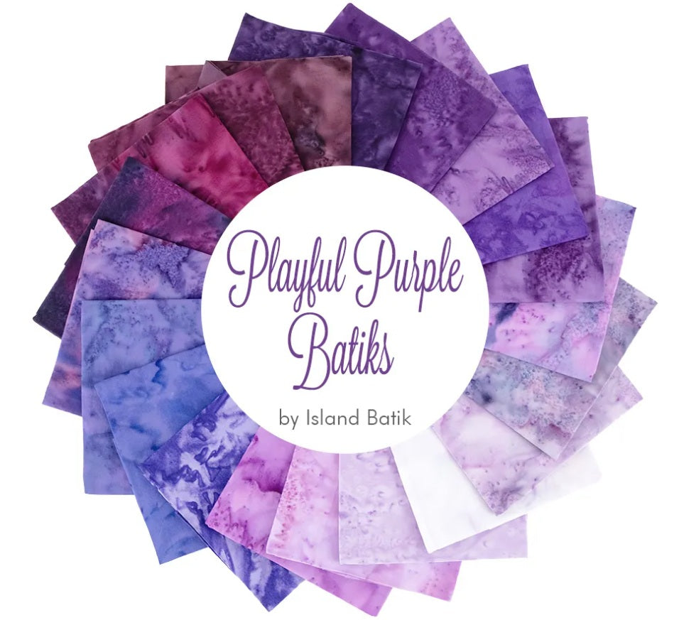 Playful Purple Fat Quarter Bundle 18"x21" 20pcs Island Batik Cotton Fabric IB-FQ-ISBBAS-PLP