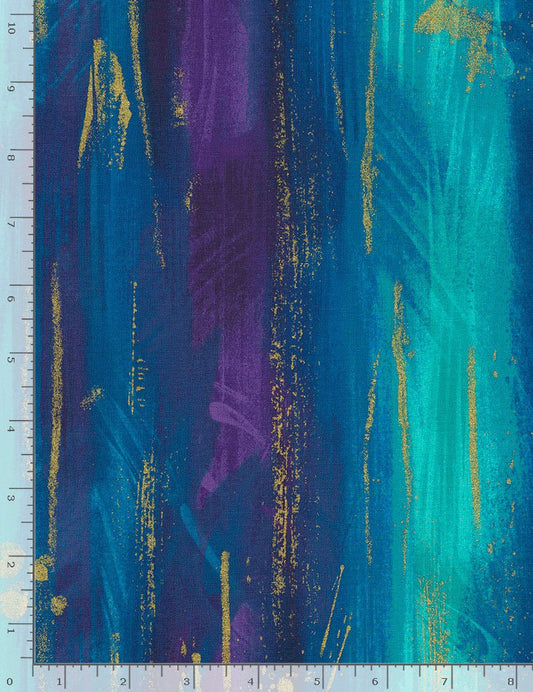 Plume Stripe Basic Multi Metallic Chong-A Hwang Timeless Treasures Cotton Fabric TT-CM6413 Moonlight