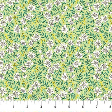 Pocket Posies Blossoms Green FIGO Studios Northcott Cotton Fabric NC-91199-70