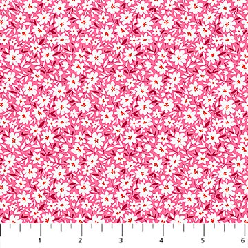 Pocket Posies Daisies Pink FIGO Studios Northcott Cotton Fabric NC-91197-22