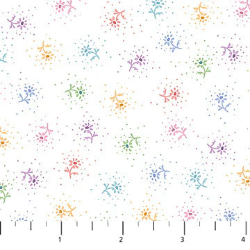Pocket Posies Ditsy White FIGO Studios Northcott Cotton Fabric NC-91202-10